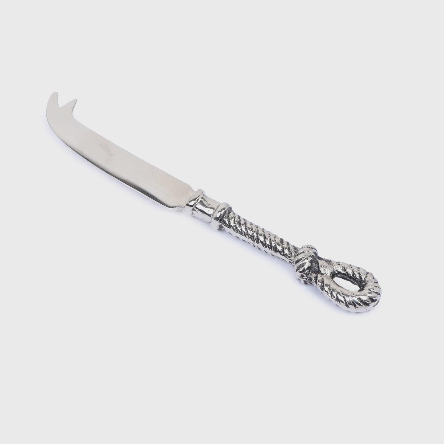 Glass Cheese Tray with Silver Aluminum Handles & Knife Set | Charcuterie Serving Platter