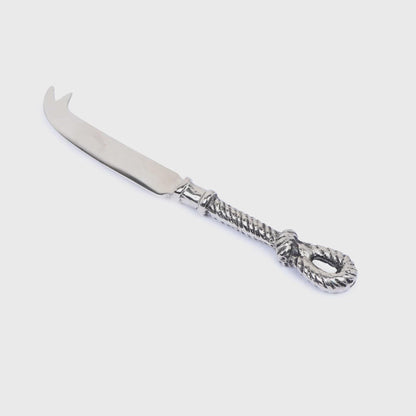 Glass Cheese Tray with Silver Aluminum Handles & Knife Set | Charcuterie Serving Platter
