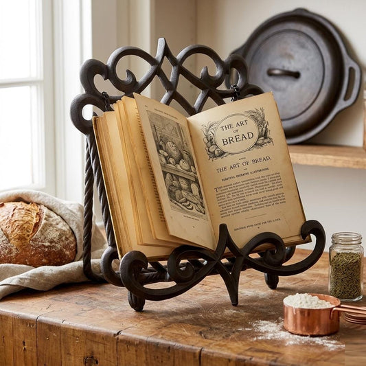 Ardenne Cookbook Stand, Rustic Farmhouse Wooden Recipe Book Tablet Holder