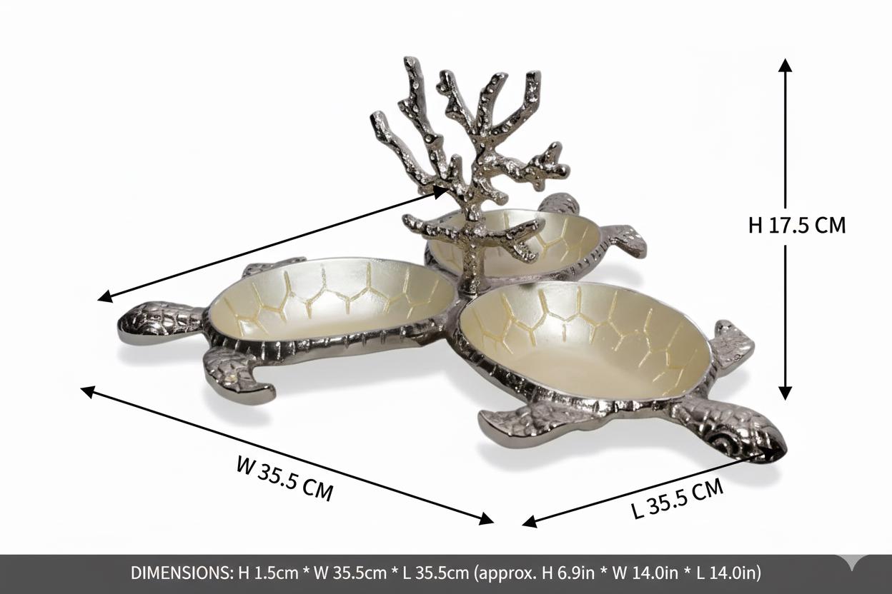 Turtle Serving Dish | Mother of Pearl Enamel, Coastal Kitchen Decor
