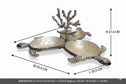 Turtle Serving Dish | Mother of Pearl Enamel, Coastal Kitchen Decor