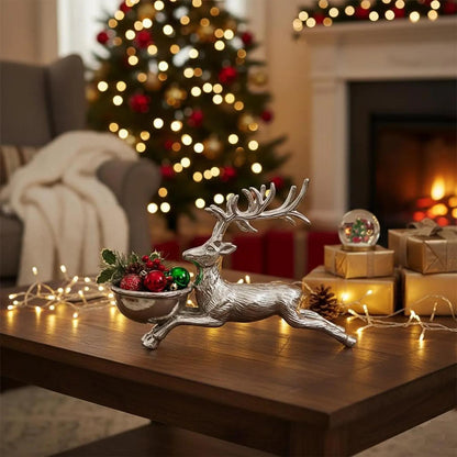 Deer-Shaped Bowl – Artistic Elegance for Festive Serving. Décor | Handcrafted Aluminum Christmas Centerpiece