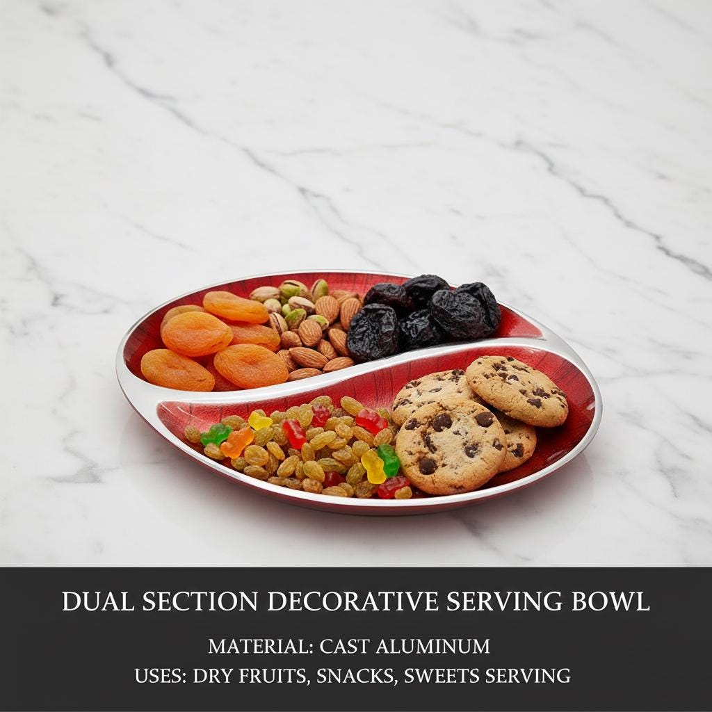 Divided Serving Bowl, Snack Serving Tray, Chip and Dip Bowl, Sectional Bowl, Candy Nut Tray, Appetizer Platter, Party Serving Bowl