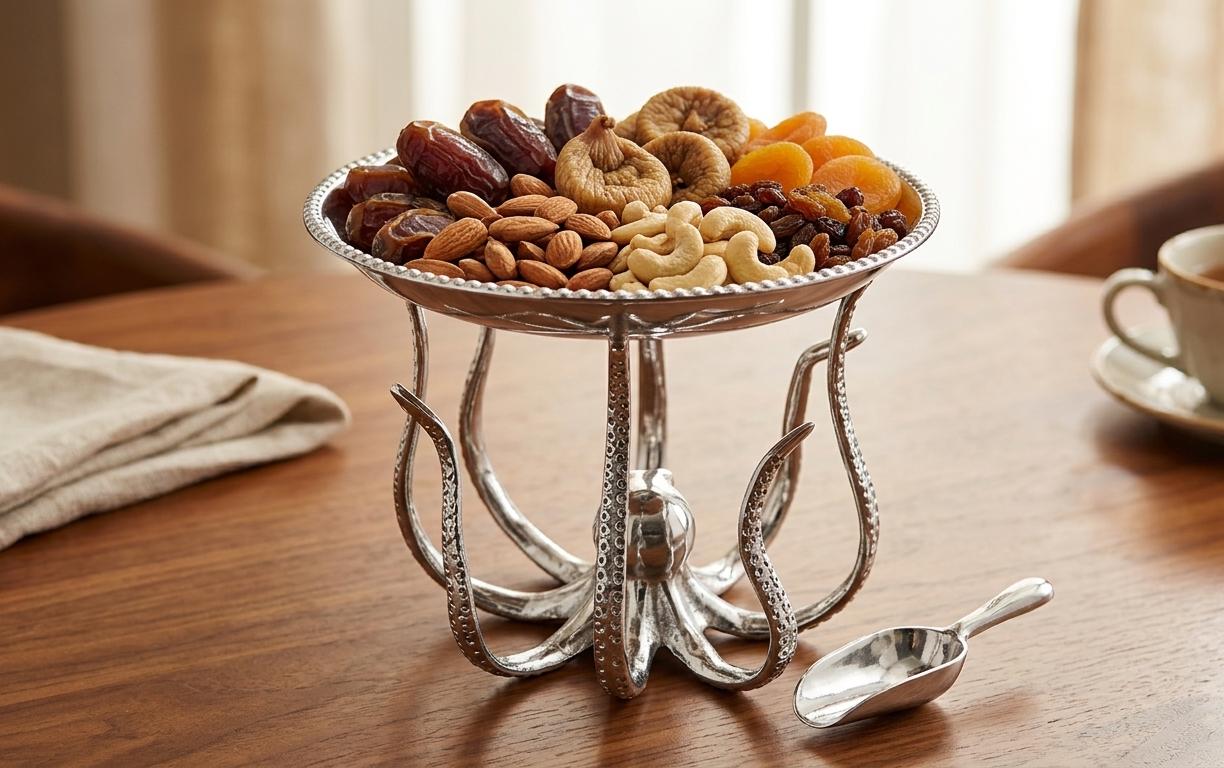 Handcrafted Aluminum Octopus Serving Plate | Coastal Table Centerpiece Tray