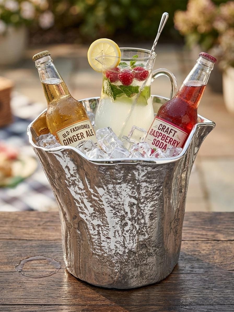 Artisan Aluminum Ice Bucket with Scoop | 3-6 Bottle Wine Cooler