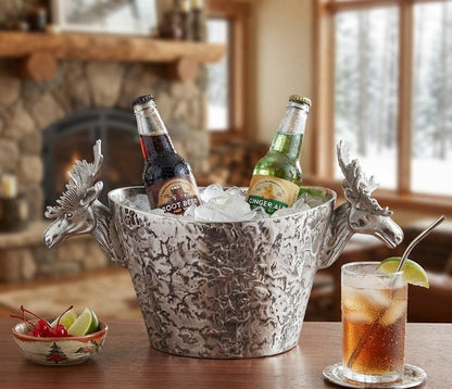 Handcrafted Aluminum Wine Bucket | Roosevelt Champagne Chiller with Deer Handles
