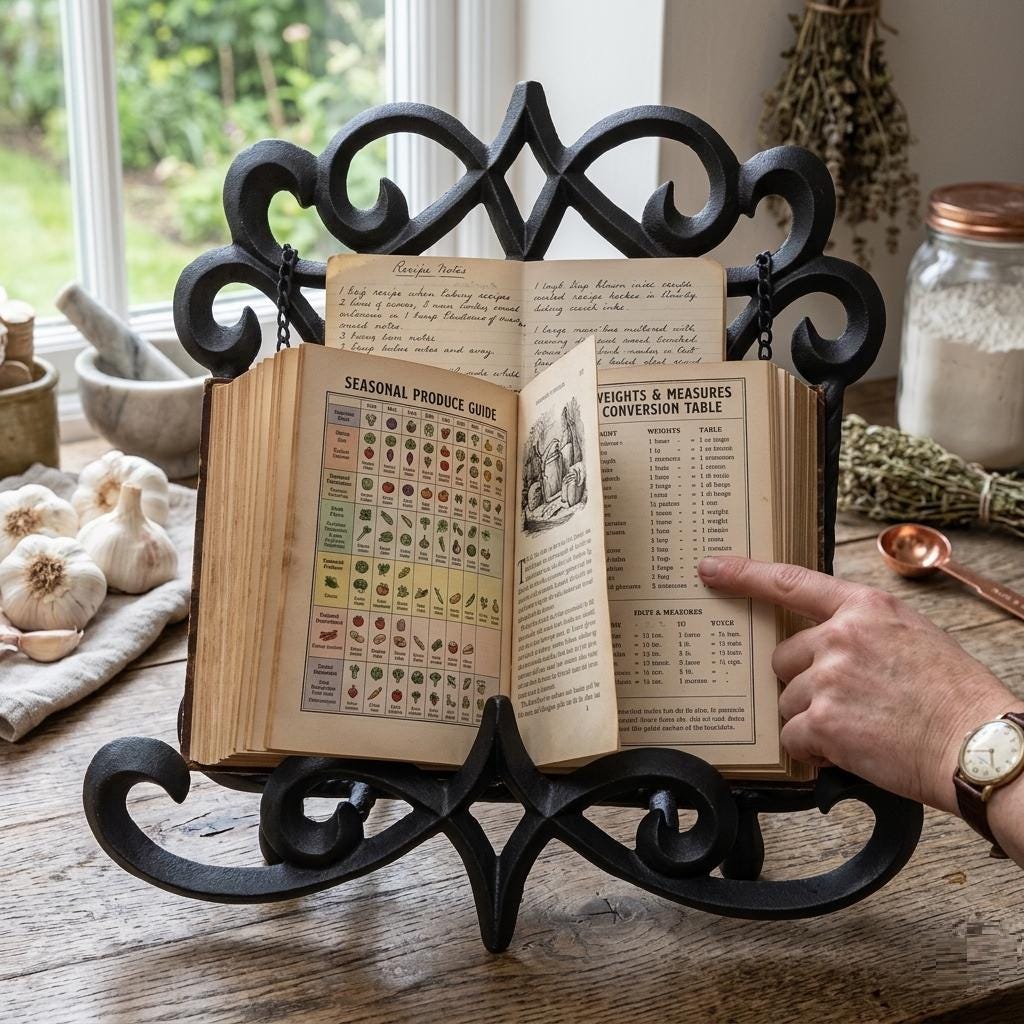 Ardenne Cookbook Stand, Rustic Farmhouse Wooden Recipe Book Tablet Holder