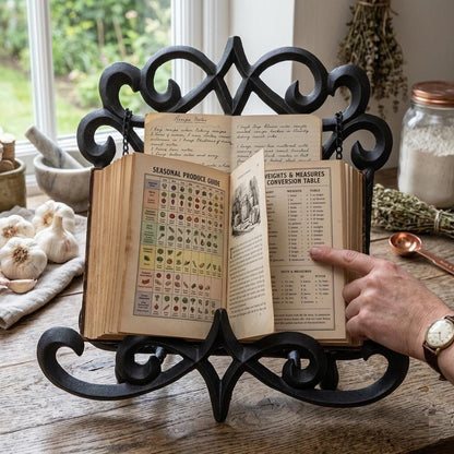 Ardenne Cookbook Stand, Rustic Farmhouse Wooden Recipe Book Tablet Holder