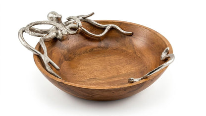 Handcrafted Wooden Octopus Bowl | Coastal Home Decor