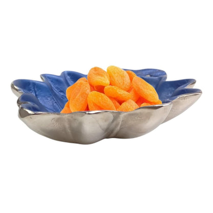 Handcrafted Leaf Enameled Aluminum Bowl, Rustic Snack Tray, Jewelry Holder