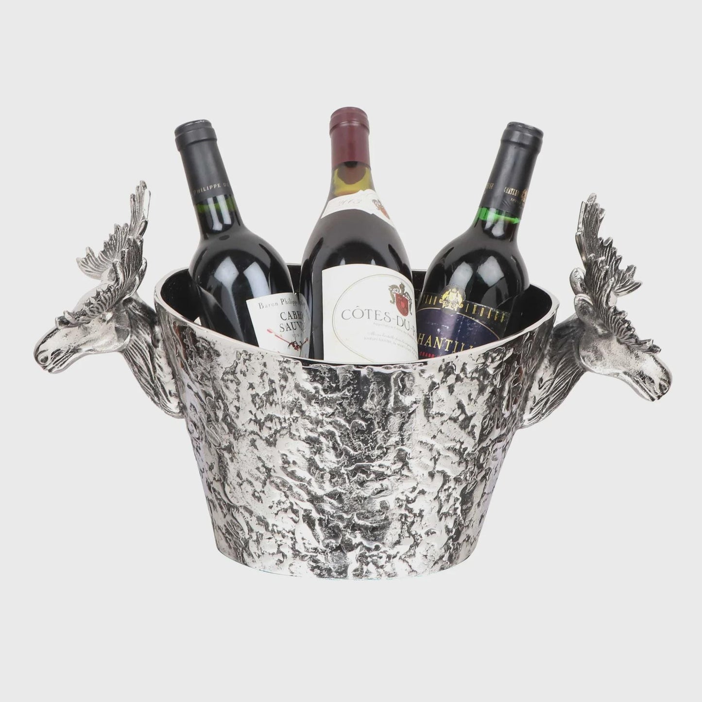 Handcrafted Aluminum Wine Bucket | Roosevelt Champagne Chiller with Deer Handles