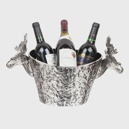 Handcrafted Aluminum Wine Bucket | Roosevelt Champagne Chiller with Deer Handles