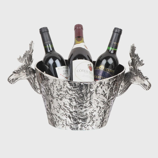 Handcrafted Aluminum Wine Bucket | Roosevelt Champagne Chiller with Deer Handles