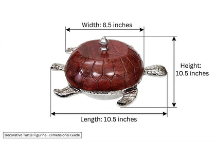 Hand Carved Wooden Turtle Trinket Box, Silver Metal Lid, Coastal Beach Decor