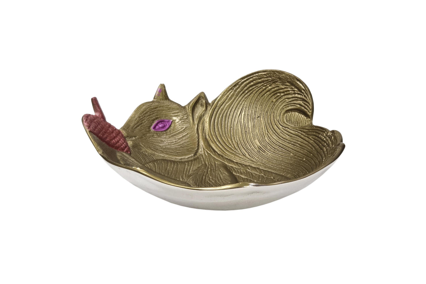 Aluminum Squirrel Fruit Bowl Rustic Decorative Snack Dish, Elegant Serving Accent