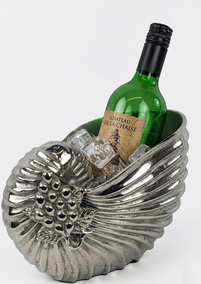 Aluminum Nautilus Seashell Wine Chiller | Coastal Vase Planter