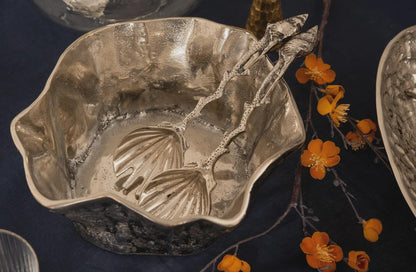 Coral Salad Server Set Silver | Coastal Tableware Gift