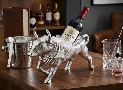 Bull Wine Holder | 2 Bottle Metal Wine Rack | Rustic Animal Décor | Bar & Table Centerpiece