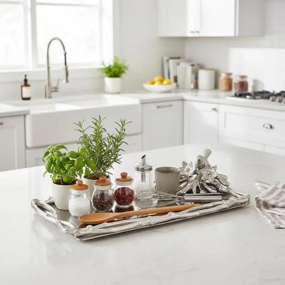 Bird-Themed Rectangular Platter – Elegant Charm with a Sturdy Base