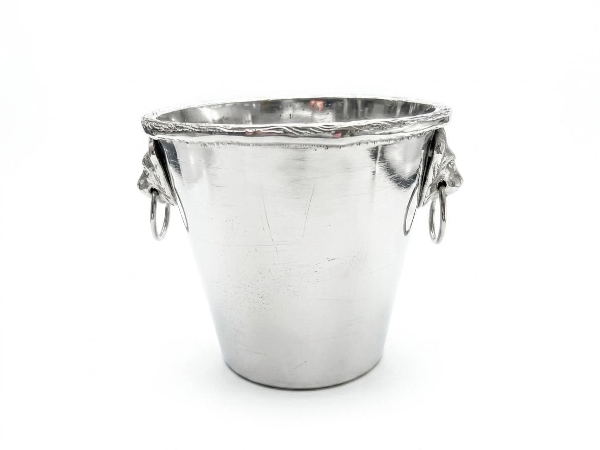 Versace-Inspired Aluminum Wine Cooler Holder: Silver Luxury Bar Decor (8x7x7H inches)