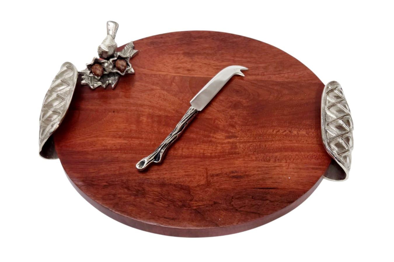 Trellis Designs Wooden Cheese Board – Rustic Farmhouse Charcuterie Serving Tray
