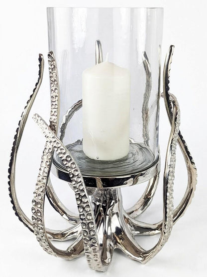 Illuminate Your Space with the Unique Octopus Candle Holder | Coastal Hurricane Lantern, 33cm