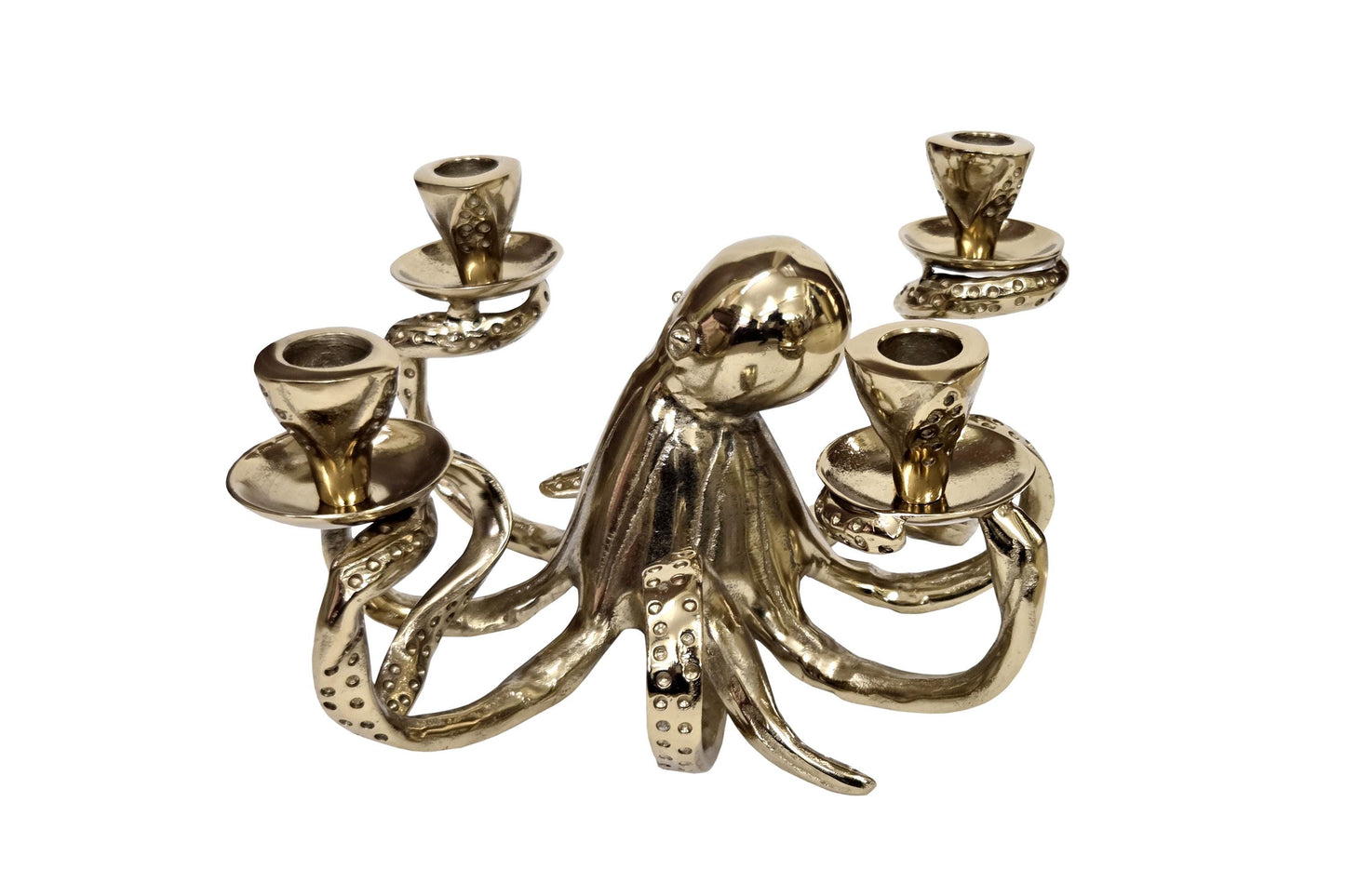 Octopus Candelabra: Gothic Nautical 4-Arm Tentacle Candle Holder – Ocean Decor