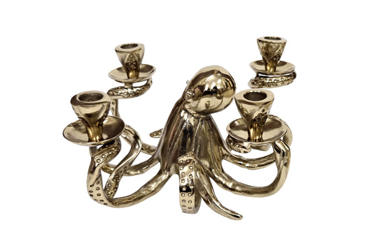 Octopus Candelabra: Gothic Nautical 4-Arm Tentacle Candle Holder – Ocean Decor