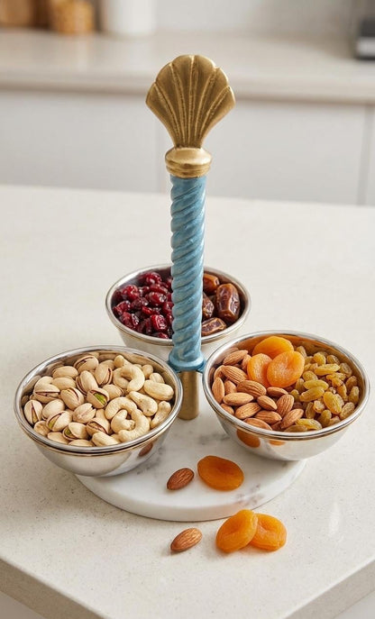 Seashell Knob Condiment Server | Coastal Nautical Dip Bowl Tray, Party Serveware