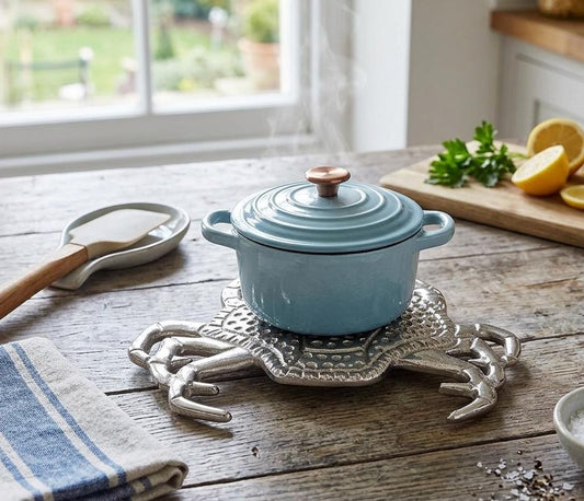 Cast Aluminium Crab Trivet, Nautical Coastal Kitchen Decor, Seafood Lover Accent