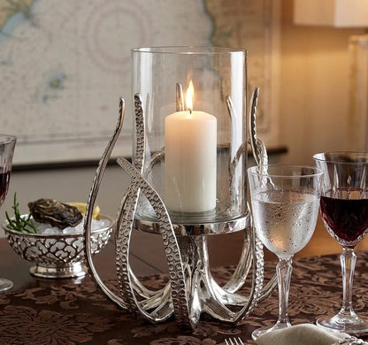 Illuminate Your Space with the Unique Octopus Candle Holder | Coastal Hurricane Lantern, 33cm