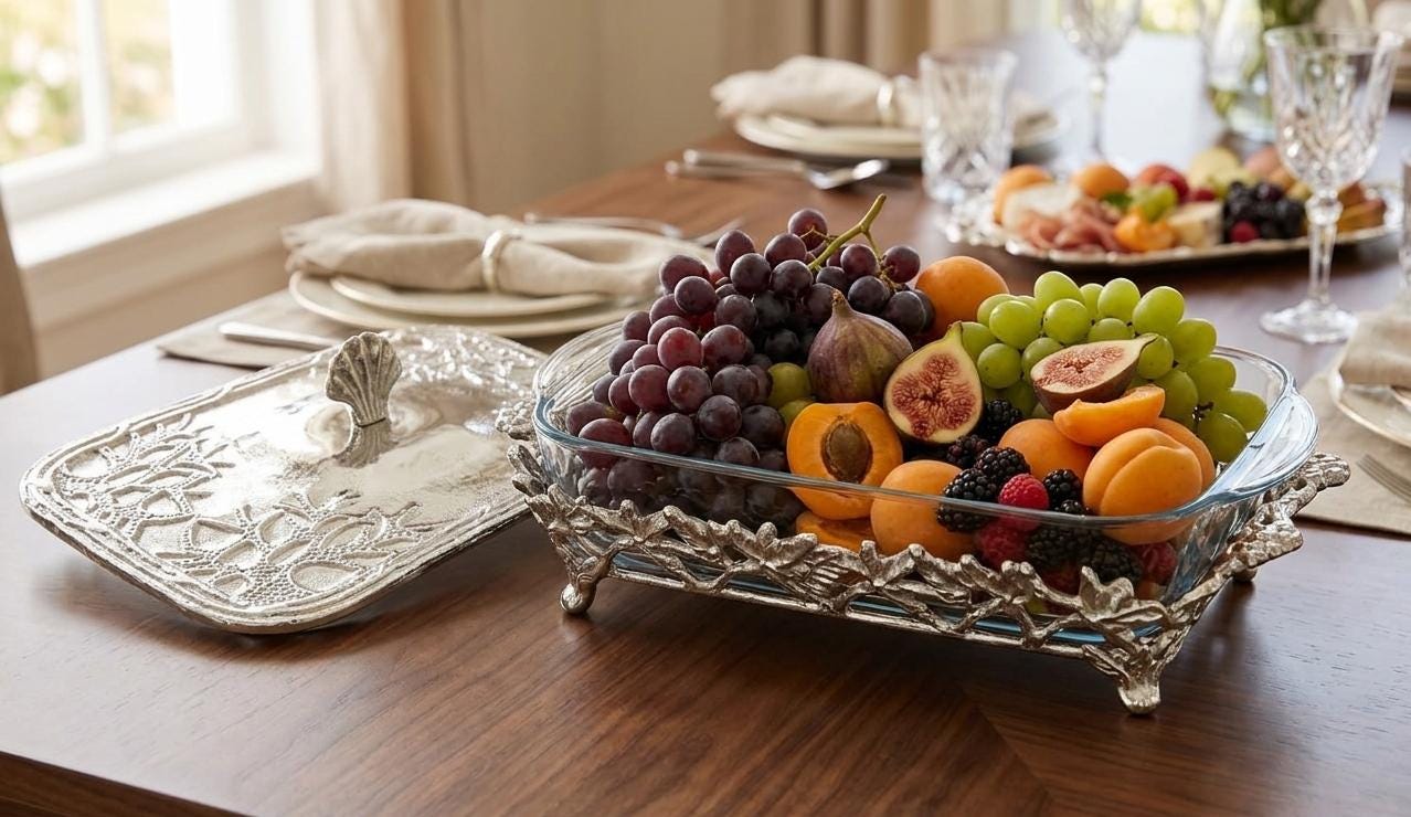 Rectangular Coral Design Casserole Dish with Turkish Glass Lid | 4 Qt Oven to Table Bakeware