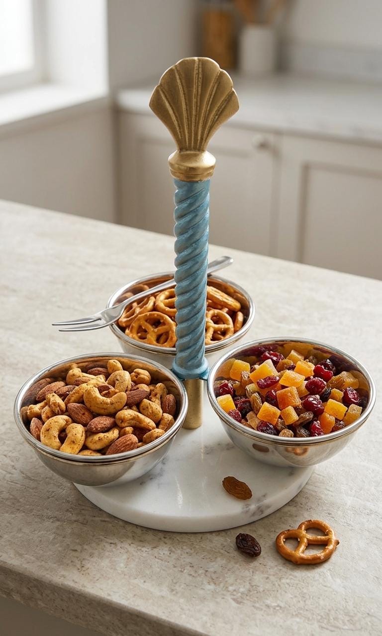 Seashell Knob Condiment Server | Coastal Nautical Dip Bowl Tray, Party Serveware