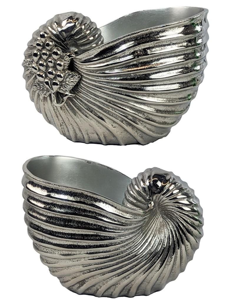 Aluminum Nautilus Seashell Wine Chiller | Coastal Vase Planter