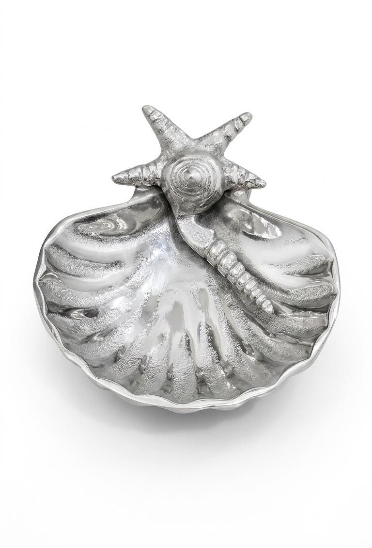 Shell Cluster Nappy Dish, Coastal Decorative Bowl, Beach House Decor, Seashell Trinket Tray