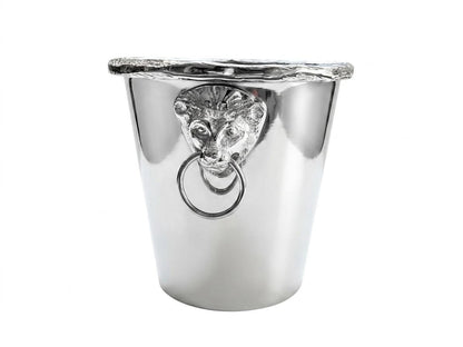 Versace-Inspired Aluminum Wine Cooler Holder: Silver Luxury Bar Decor (8x7x7H inches)