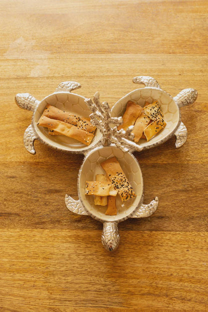 Turtle Serving Dish | Mother of Pearl Enamel, Coastal Kitchen Decor