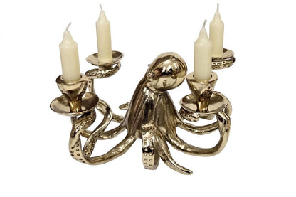Octopus Candelabra: Gothic Nautical 4-Arm Tentacle Candle Holder – Ocean Decor