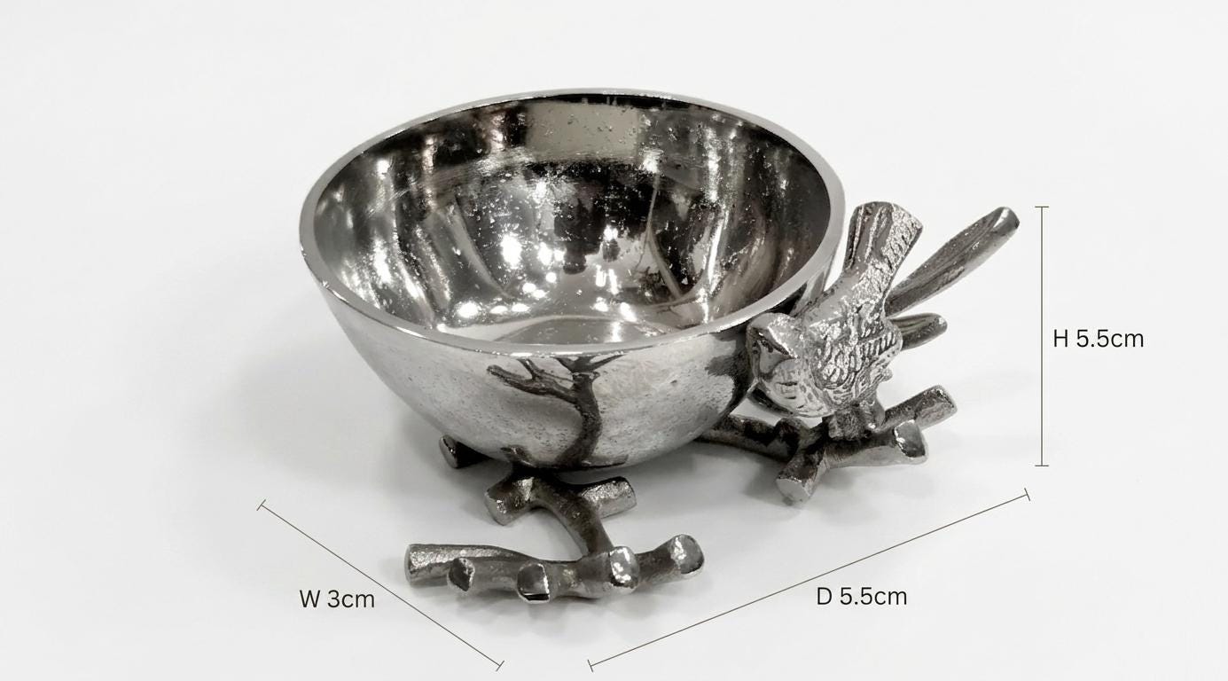 Handmade Aluminum Bird Bowl | Decorative Table Centerpiece