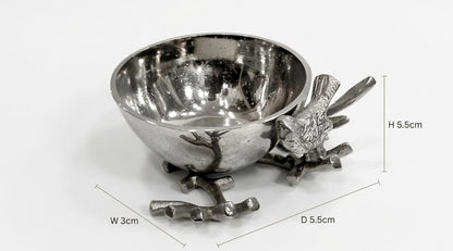 Handmade Aluminum Bird Bowl | Decorative Table Centerpiece