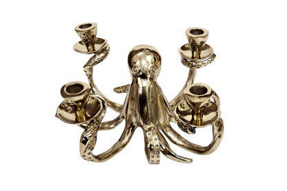 Octopus Candelabra: Gothic Nautical 4-Arm Tentacle Candle Holder – Ocean Decor