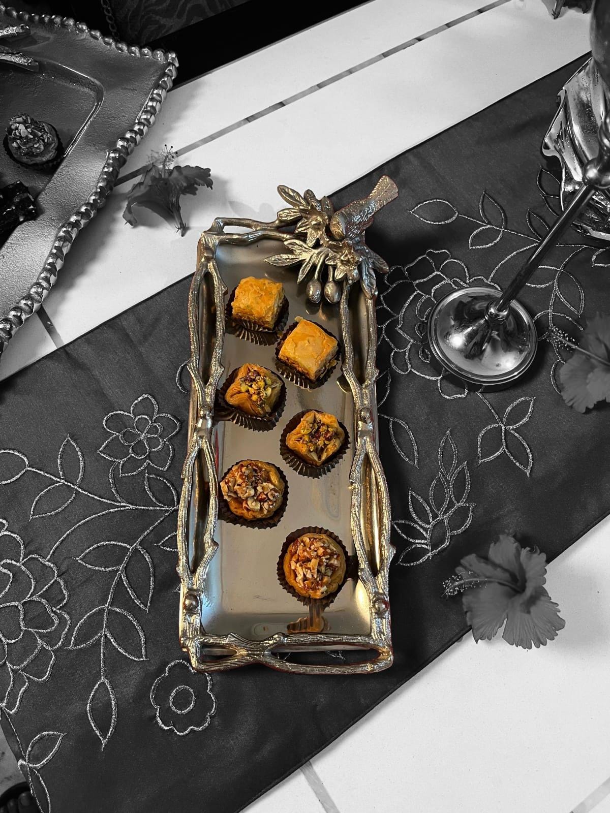 Bird-Themed Rectangular Platter – Elegant Charm with a Sturdy Base