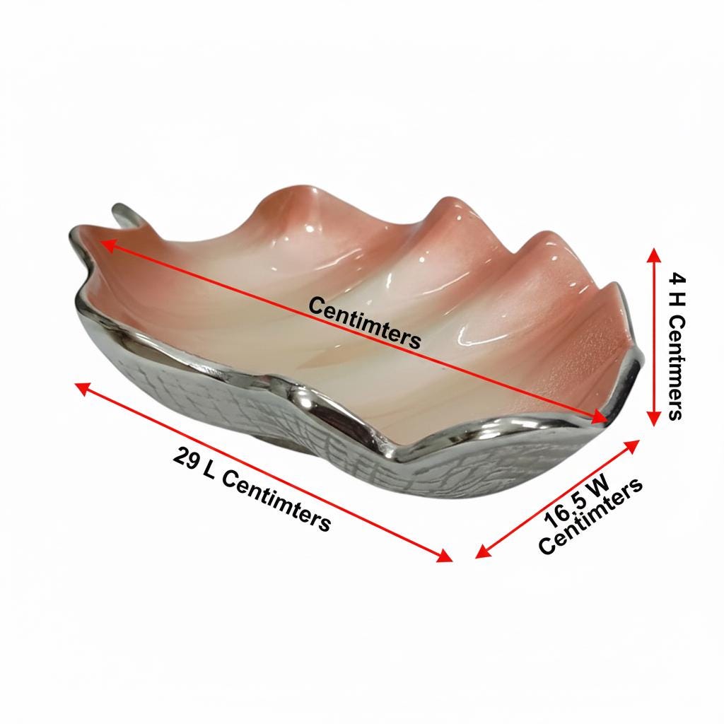 Handcrafted Aluminum Shell Tray, Wavy Enamel Coastal Decor Accent