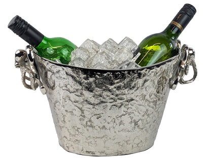 Octopus Handle Aluminum Ice Bucket | Coastal Barware Silver Plated Champagne Bucket
