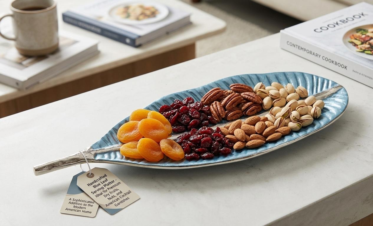 Small Banana Leaf Decorative Serving Tray | Silver Leaf Platter – Nature-Inspired Elegance for Your Table