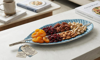 Small Banana Leaf Decorative Serving Tray | Silver Leaf Platter – Nature-Inspired Elegance for Your Table