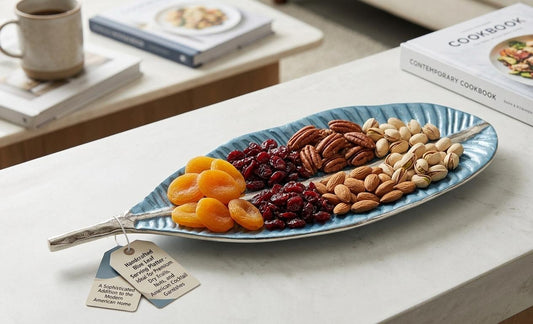 Small Banana Leaf Decorative Serving Tray | Silver Leaf Platter – Nature-Inspired Elegance for Your Table