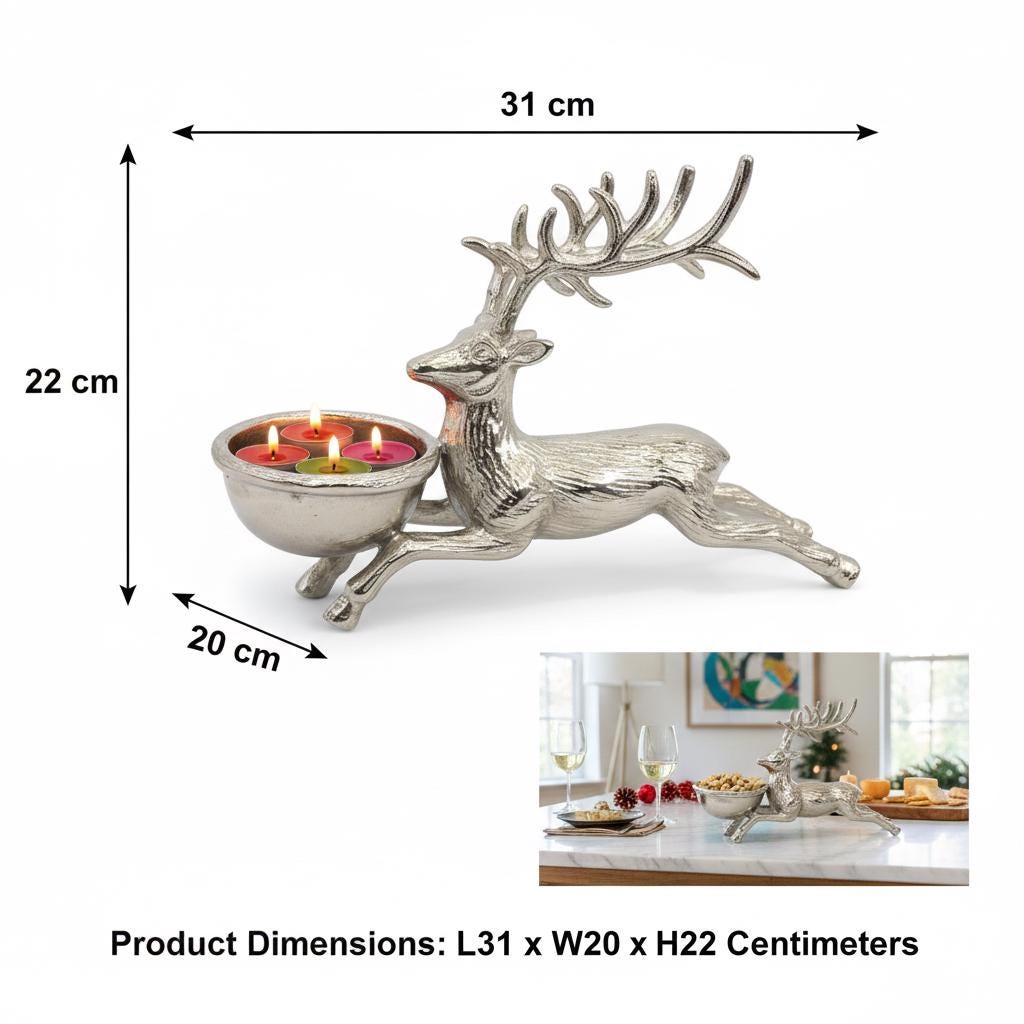 Deer-Shaped Bowl – Artistic Elegance for Festive Serving. Décor | Handcrafted Aluminum Christmas Centerpiece