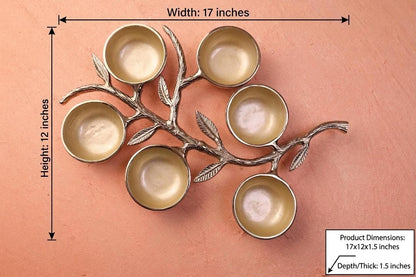 6 Dip Leafy Branch Server | Cast Aluminum, Mother of Pearl Enamel