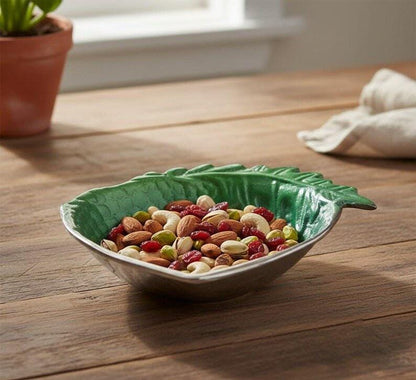 Aluminium Leaf Bowl, Decorative Metal Bowl, Leaf Serving Bowl, Rustic Home Decor, Fruit Bowl, Centerpiece Bowl, Gift for Home